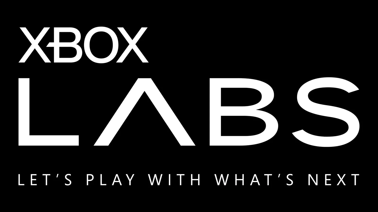 XBOX LABS logo in white on black with the line Let's play with what's next